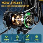 TST Electric Bike for Adults with Peak 750W Motor, 36V/480WH Removable Built-in Battery, 40Miles 25MPH City E Bike,7-Speed 26" Electric Bicycle for Commute