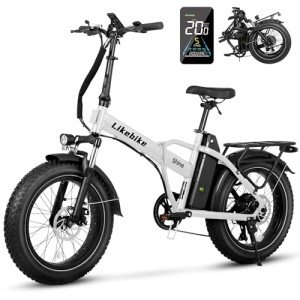Likebike Folding Electric Bike for Adults with 500W Motor (Peak 720W),20" 4.0 Fat Tire Ebike,48V 13Ah Removable Battery UL 2849 Certified, Adults Electric Bicycles E-Bike,7-Speed and Front Suspension