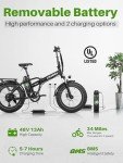 Likebike Folding Electric Bike for Adults with 500W Motor (Peak 720W),20" 4.0 Fat Tire Ebike,48V 13Ah Removable Battery UL 2849 Certified, Adults Electric Bicycles E-Bike,7-Speed and Front Suspension