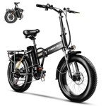 1000W Folding Electric Bike, 48V 20.8AH Large Removable Battery E-Bike, 30+MPH, 80 Miles Max Range, 20" Fat Tire Electric Bike for Adults, Adult Electric Bicycles Commute E-Bikes For Women/Men