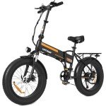 HITWAY BK10M Folding All Terrain Electric Bike for Adults, 20 x 4 Inch Fat Tires, 750W Motor, 48V 12Ah Removable Battery, 22-55 Mile Range, 7 Speeds with Pump and Lock, Black