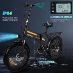 HITWAY BK10M Folding All Terrain Electric Bike for Adults, 20 x 4 Inch Fat Tires, 750W Motor, 48V 12Ah Removable Battery, 22-55 Mile Range, 7 Speeds with Pump and Lock, Black
