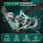 Movcan V80 Electric Bike, 1000W Motor 28MPH Ebike, 48V 13Ah Removeable Battery, 26'' City Cruiser Adult Electric Bicycles up to 70 Miles, 7-Speed Dual Disc Brake, Mountain E Bike for Commuting