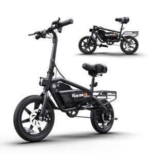 5TH WHEEL Penguin Electric Bike, Mini 14" E-Bikes with Foldable Handlebar and Adjustable Seat, Peak 700W Motor & 20 MPH, 40 Miles PAS Range Commuting Bikes with Dual 160MM Disc Brakes and Cargo Rack