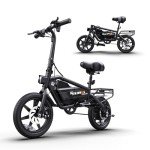 5TH WHEEL Penguin Electric Bike, Mini 14" E-Bikes with Foldable Handlebar and Adjustable Seat, Peak 700W Motor & 20 MPH, 40 Miles PAS Range Commuting Bikes with Dual 160MM Disc Brakes and Cargo Rack