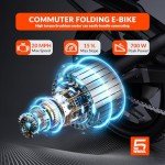 5TH WHEEL Penguin Electric Bike, Mini 14" E-Bikes with Foldable Handlebar and Adjustable Seat, Peak 700W Motor & 20 MPH, 40 Miles PAS Range Commuting Bikes with Dual 160MM Disc Brakes and Cargo Rack