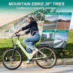 Movcan V80 Electric Bike, 1000W Motor 28MPH Ebike, 48V 13Ah Removeable Battery, 26'' City Cruiser Adult Electric Bicycles up to 70 Miles, 7-Speed Dual Disc Brake, Mountain E Bike for Commuting