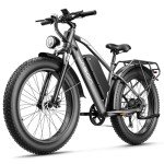 Jasion EB5 MAX Electric Bike for Adults with 1500W Peak Motor, 48V 15Ah (720Wh) Battery Electric Mountain Bike, 26'' x 4'' Fat Tire Ebike, 28+MPH Speed, Cruise Control, with Fenders, Rear Rack
