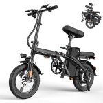 E14 Electric Bike for Adults 500W Motor, Folding Ebike 14" Adults Electric Bicycles, 48V 13Ah Removable Battery UL 2849 Certified, 25 Miles PAS Range, Mini E Bikes for Teens (E14 Black)