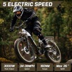 Seemoon Dual Motor 3000W Electric Bike for Adults, 52V 20Ah 26" Fat Tire Fast Ebike, Max 38 mph, up to 105 Miles, Hydraulic Brakes, Step-Through Design, Off-Road Mountain Hunting Bike for Men Women