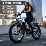 Seemoon Dual Motor 3000W Electric Bike for Adults, 52V 20Ah 26" Fat Tire Fast Ebike, Max 38 mph, up to 105 Miles, Hydraulic Brakes, Step-Through Design, Off-Road Mountain Hunting Bike for Men Women