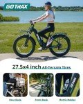 Gotrax R8 Electric Bike 26"*4 Fat Tire Bike, 850W Peak Motor Mountain Ebike, Up to 65 Miles 20 Mph, Speed Sensor, Removable Battery, 7-Speed and Shock Absorber, Electric Commuter Bike for Adults