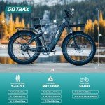 Gotrax R8 Electric Bike 26"*4 Fat Tire Bike, 850W Peak Motor Mountain Ebike, Up to 65 Miles 20 Mph, Speed Sensor, Removable Battery, 7-Speed and Shock Absorber, Electric Commuter Bike for Adults