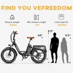 1500W Peak Electric Bike for Adults, 48V 20Ah Removable Battery Max Range 80Miles & 30MPH Electric Bicycle, 20''×4.0" Fat Tire Ebike,Fast Cargo Ebikes,Commute Mountain Step Thru E-Bike
