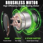 NAKTO Electric Bike for Adults Up tp 22MPH 45 Miles City Commuter Ebike 350W(Peak 500W) High Brushless Gear Motor, 6-Speed Gear, Electric Cruiser Bicycle with Basket, UL 2849 Certified