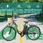 NAKTO Electric Bike for Adults Up tp 22MPH 45 Miles City Commuter Ebike 350W(Peak 500W) High Brushless Gear Motor, 6-Speed Gear, Electric Cruiser Bicycle with Basket, UL 2849 Certified