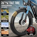 LPQVIATAS Peak 3000W Fat Tire Dual Motor Ebike 52V 23Ah Battery,26" x 4" Electric Mountain Bicycle for Adults Men 38MPH Full Lockable Suspension Ebike 90 Miles Range Hydraulic Disc Brake（US Warehouse