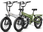 Jasion EB7 2.0 Adult Electric Bicycles, 28MPH Folding Electric Bike with 1200W Peak Motor, 55Miles Commute Ebikes for Adults 480WH Battery, Shock Absorber, Disc Brake, 20" *3.0 Tires for Snow W+W