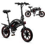 DYU Electric Bike for Adults Teens, D3F 14" Folding Electric Bicycle,Commuter City E-Bike with 250W Motor and 36V 10AH Lithium-Ion Battery,37-40miles Travel Range UL Certification