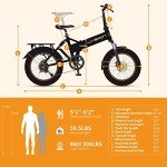 Jasion EB7 2.0 Adult Electric Bicycles, 28MPH Folding Electric Bike with 1200W Peak Motor, 55Miles Commute Ebikes for Adults 480WH Battery, Shock Absorber, Disc Brake, 20" *3.0 Tires for Snow W+W