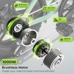 Tamobyke T16 Electric Bike for Teens, 1000W Motor 48V15.6Ah Removable Battery, 30MPH Off-Road Electric Bicycle for All-Weather,16" Fat Tire Ebike, 7-Speed,Dual Hydraulic Brakes, Fits Riders 4'5"-5'4"