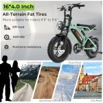 Tamobyke T16 Electric Bike for Teens, 1000W Motor 48V15.6Ah Removable Battery, 30MPH Off-Road Electric Bicycle for All-Weather,16" Fat Tire Ebike, 7-Speed,Dual Hydraulic Brakes, Fits Riders 4'5"-5'4"