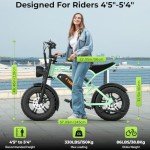 Tamobyke T16 Electric Bike for Teens, 1000W Motor 48V15.6Ah Removable Battery, 30MPH Off-Road Electric Bicycle for All-Weather,16" Fat Tire Ebike, 7-Speed,Dual Hydraulic Brakes, Fits Riders 4'5"-5'4"