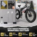TT-EBIKE 3000W Dual Motor Folding Electric Bike for Adults with 52V 28AH Battery,26x4 Fat Tire All Terrain Ebikes,Full Suspension 38MPH E Bike,SHM 7-Speed Gear E Bikes
