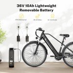 YOLOWAY YC1 Electric Bike for Adults 750W Motor 20MPH - 7-Speed Commuter E-Bike with Removable 360Wh Battery, 45+ Mile Range Brushless City Ebike, Black