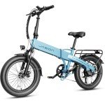 Jasion EB6 Electric Bike for Adults, [1000 Peak Motor & 25Mph],55 Miles Max Range (PAS 1) by 504Wh Built-in Battery, 20'' Fat Tire Folding Ebike with LCD Display and 5 Pedal Assist Levels