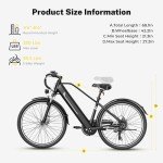 YOLOWAY YC1 Electric Bike for Adults 750W Motor 20MPH - 7-Speed Commuter E-Bike with Removable 360Wh Battery, 45+ Mile Range Brushless City Ebike, Black