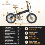 Jasion EB6 Electric Bike for Adults, [1000 Peak Motor & 25Mph],55 Miles Max Range (PAS 1) by 504Wh Built-in Battery, 20'' Fat Tire Folding Ebike with LCD Display and 5 Pedal Assist Levels