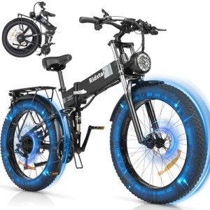 Folding Electric Bike for Adults - 1500W 37MPH Ebike with 48V 20AH 960Wh Battery - 26" x 4.0" 75 Miles - 21-Speed Gears - Beach Mountain Snow Electric Bicycle UL Certified