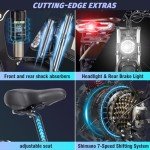 Folding Electric Bike for Adults - 1500W 37MPH Ebike with 48V 20AH 960Wh Battery - 26" x 4.0" 75 Miles - 21-Speed Gears - Beach Mountain Snow Electric Bicycle UL Certified