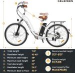 Electric Bikes for Adults, 1000W Peak Electric City Cruiser 25Mph Step-Thru Electric Bicycle, 48V 696Wh/36V 450Wh Removable Battery, 26" Ebikes for Adults, Professional 7-Speed(Fits for 5.2Ft-6.3Ft)