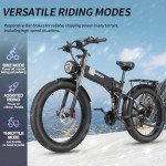 Folding Electric Bike for Adults - 1500W 37MPH Ebike with 48V 20AH 960Wh Battery - 26" x 4.0" 75 Miles - 21-Speed Gears - Beach Mountain Snow Electric Bicycle UL Certified