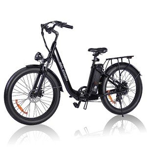 GELEISEN Electric Bike for Adults, 1200W Peak 30MPH Electric City Cruiser Bicycle, 26" x 3.0 Fat Tire Step-Thru Ebike with 48V 16AH Removable Battery, 7-Speed Folding Electric Commuter Bike (Black)