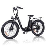 GELEISEN Electric Bike for Adults, 1200W Peak 30MPH Electric City Cruiser Bicycle, 26" x 3.0 Fat Tire Step-Thru Ebike with 48V 16AH Removable Battery, 7-Speed Folding Electric Commuter Bike (Black)