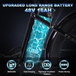 GELEISEN Electric Bike for Adults, 1200W Peak 30MPH Electric City Cruiser Bicycle, 26" x 3.0 Fat Tire Step-Thru Ebike with 48V 16AH Removable Battery, 7-Speed Folding Electric Commuter Bike (Black)