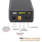 Talentcell 24V Lithium ion Battery PB240A1, Rechargeable 22400mAh 82.88Wh Li-ion Batteries Pack with DC 24V/12V and 5V USB Output for LED Light Strip, CCTV Camera, Smartphone and More