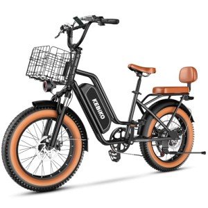 2 Seater Electric Bike, 48V 20AH(960WH) Large Removable Battery, 1300W Peak Motor Ebike, 20"x 4.0" Fat Tire Electric Bicycle for Adults, 80+Miles Max,30+MPH, City Couple E Bike,Black