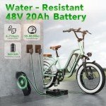 2 Seater Electric Bike, 48V 20AH(960WH) Large Removable Battery, 1300W Peak Motor Ebike, 20"x 4.0" Fat Tire Electric Bicycle for Adults, 80+Miles Max,30+MPH, City Couple E Bike,Black