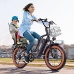 2 Seater Electric Bike, 48V 20AH(960WH) Large Removable Battery, 1300W Peak Motor Ebike, 20"x 4.0" Fat Tire Electric Bicycle for Adults, 80+Miles Max,30+MPH, City Couple E Bike,Black