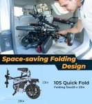 NAVIC Electric Bike for Adults, 750W Peak Folding Ebike, 14'' Adults Electric Bicycles with 499.2/749Wh Removable Battery, 22Mph Max Speed, 40Miles Range, Multi-Shock Absorption, Commuting Mini EBikes