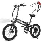 ACTBEST Electric Bike for Adults Peak 1200W,55Miles 28Mph Top Speed, 20" Fat Tire Folding Electric Bicycle, 48V 10.4Ah Removable Battery Ebike with 35 Speed and Front Suspension,SpeedyB/S