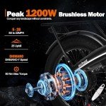 ACTBEST Electric Bike for Adults Peak 1200W,55Miles 28Mph Top Speed, 20" Fat Tire Folding Electric Bicycle, 48V 10.4Ah Removable Battery Ebike with 35 Speed and Front Suspension,SpeedyB/S