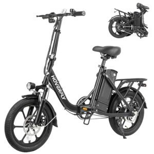 HOVERFLY H3 16" Electric Bike, Max 28Miles Range(Pedal-Assist) & Speed 15.5 Mph Power by 500W Peak Motor, Folding E-Bike with Removable Battery, Front Suspension and Commuter Electric Bicycle Adults