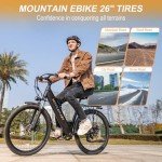 Movcan V80 Electric Bike, 1000W Motor 28MPH Ebike, 48V 13Ah Removeable Battery, 26'' City Cruiser Adult Electric Bicycles up to 70 Miles, 7-Speed Dual Disc Brake, Mountain E Bike for Commuting