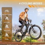 Movcan V80 Electric Bike, 1000W Motor 28MPH Ebike, 48V 13Ah Removeable Battery, 26'' City Cruiser Adult Electric Bicycles up to 70 Miles, 7-Speed Dual Disc Brake, Mountain E Bike for Commuting