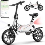 GYROCOPTERS Frost Electric Bike for Adults | UL2849 Safe Folding Ebike 350W Brushless Motor | 14-inch Tires Compact Bike | Speed up to 25kmph/15.5mph 36V Battery for Long Range PAS up to 60km/37miles